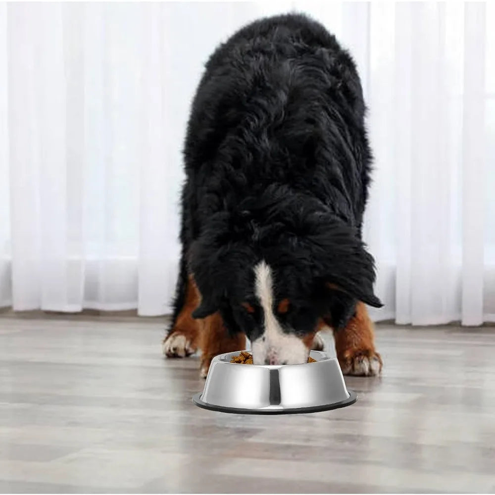 Hign-concerned 2 Pack Stainless Steel Dog Bowls With Rubber Bottom