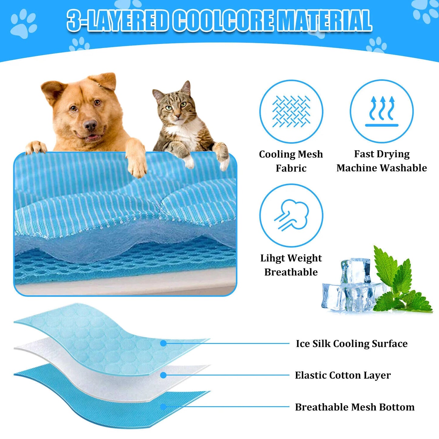 Pet Cooling Mat For Dogs And Cats Bed Cushion