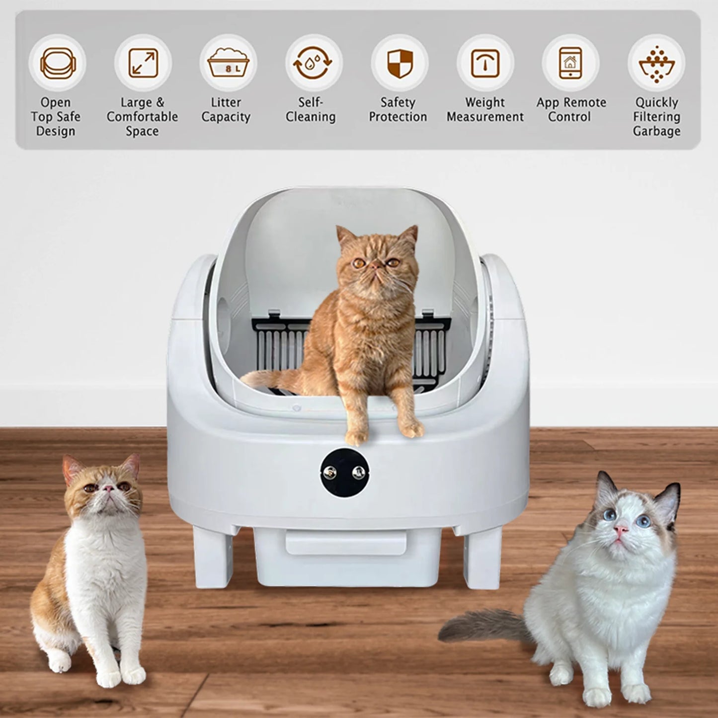 Heybo Auto Cat Litter Box With Self Cleaning App Control
