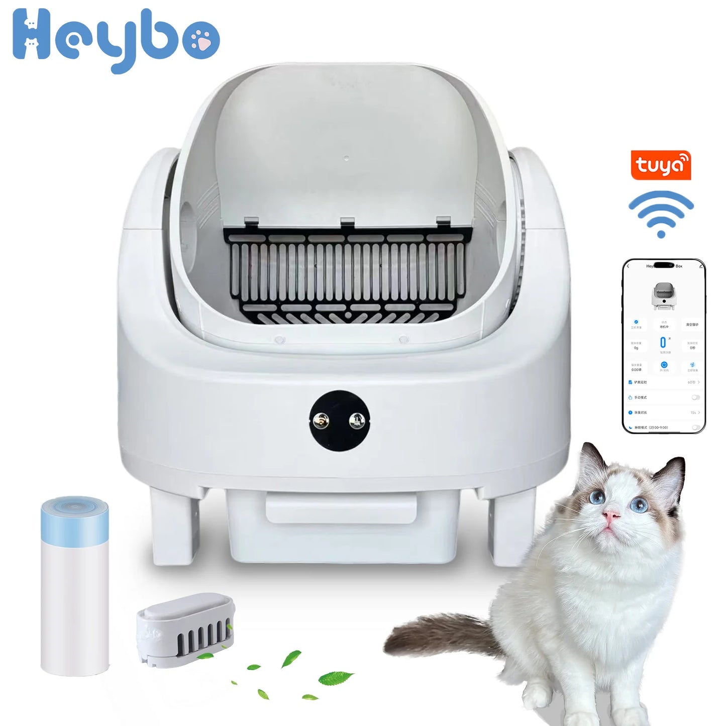 Heybo Auto Cat Litter Box With Self Cleaning App Control