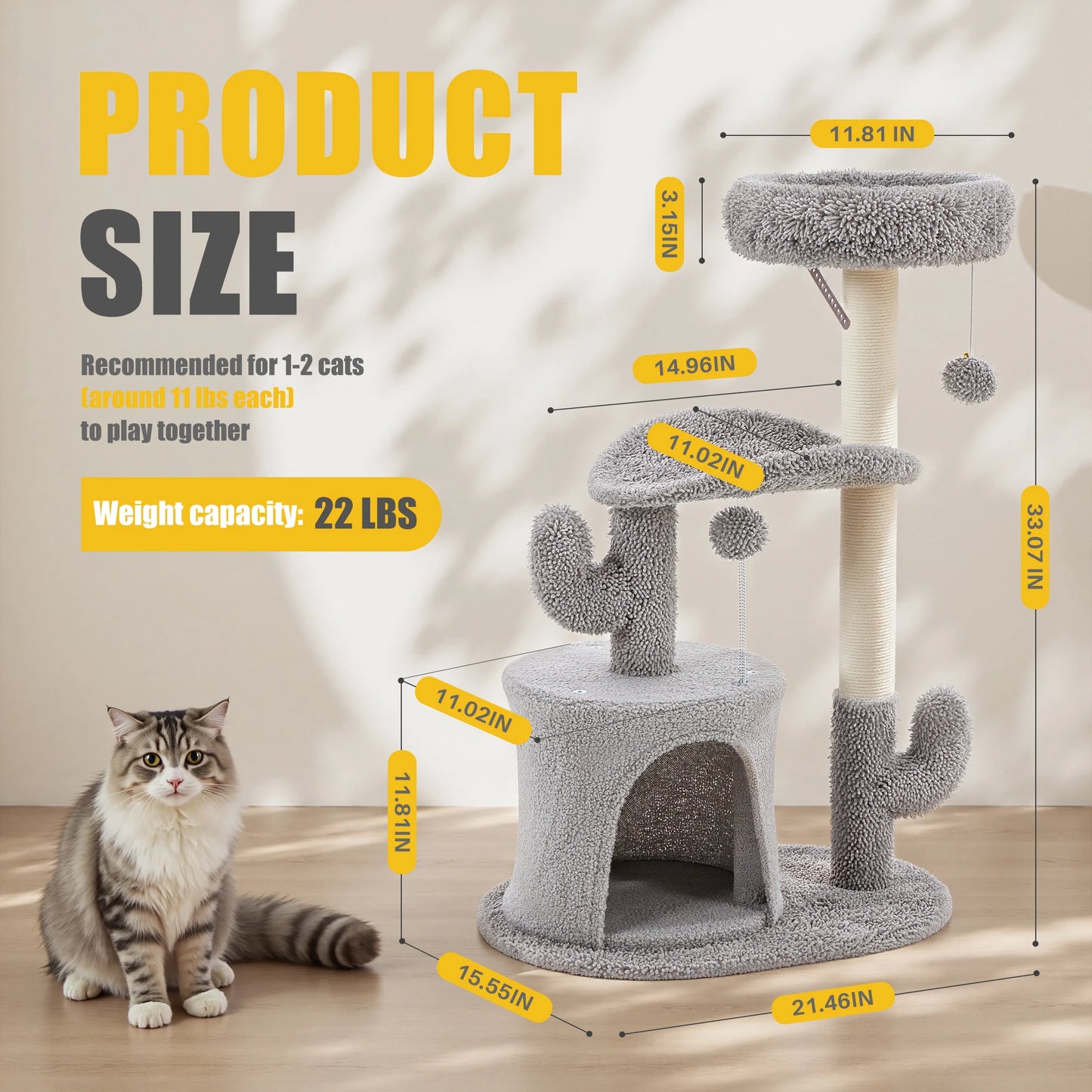 JHK Multi Level Cat Tree With Sisal Post For Indoor Cats