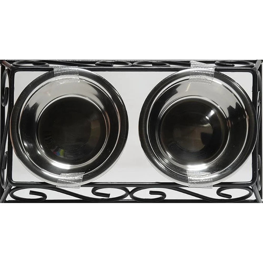 XMSJ Stainless Steel Elevated Pet Bowl Set With Double Diner