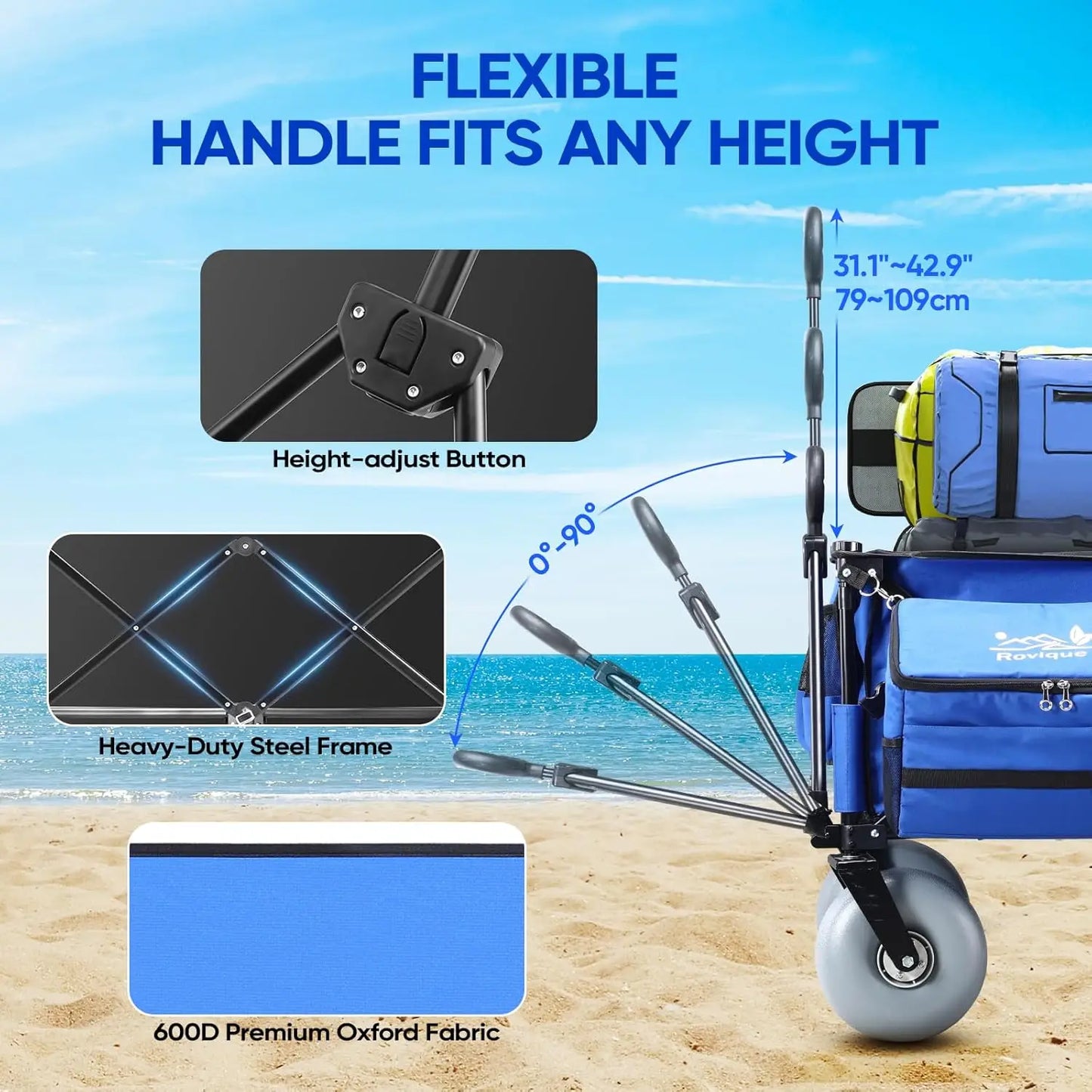 XMSJ Beach Wagon With Big Wheels For Sand All Terrain Cart