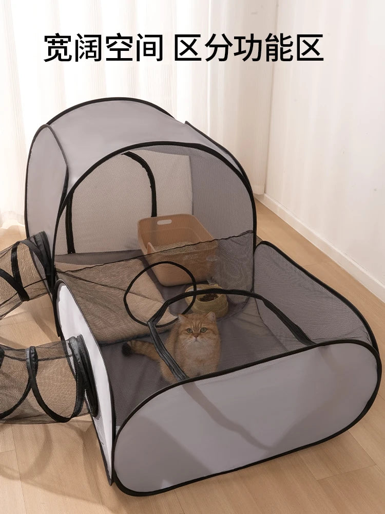 Foldable Oxford Cloth Cat And Dog Nest With Play Tunnel
