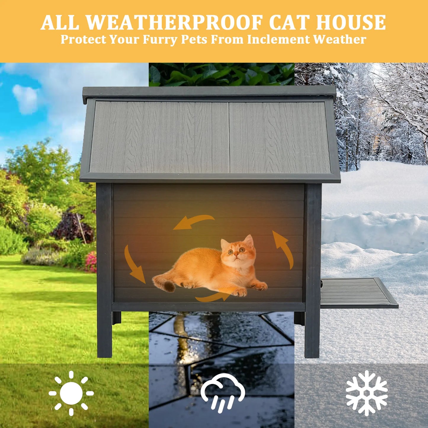 HDPE Indoor Outdoor Cat House Weatherproof Shelter For Cats