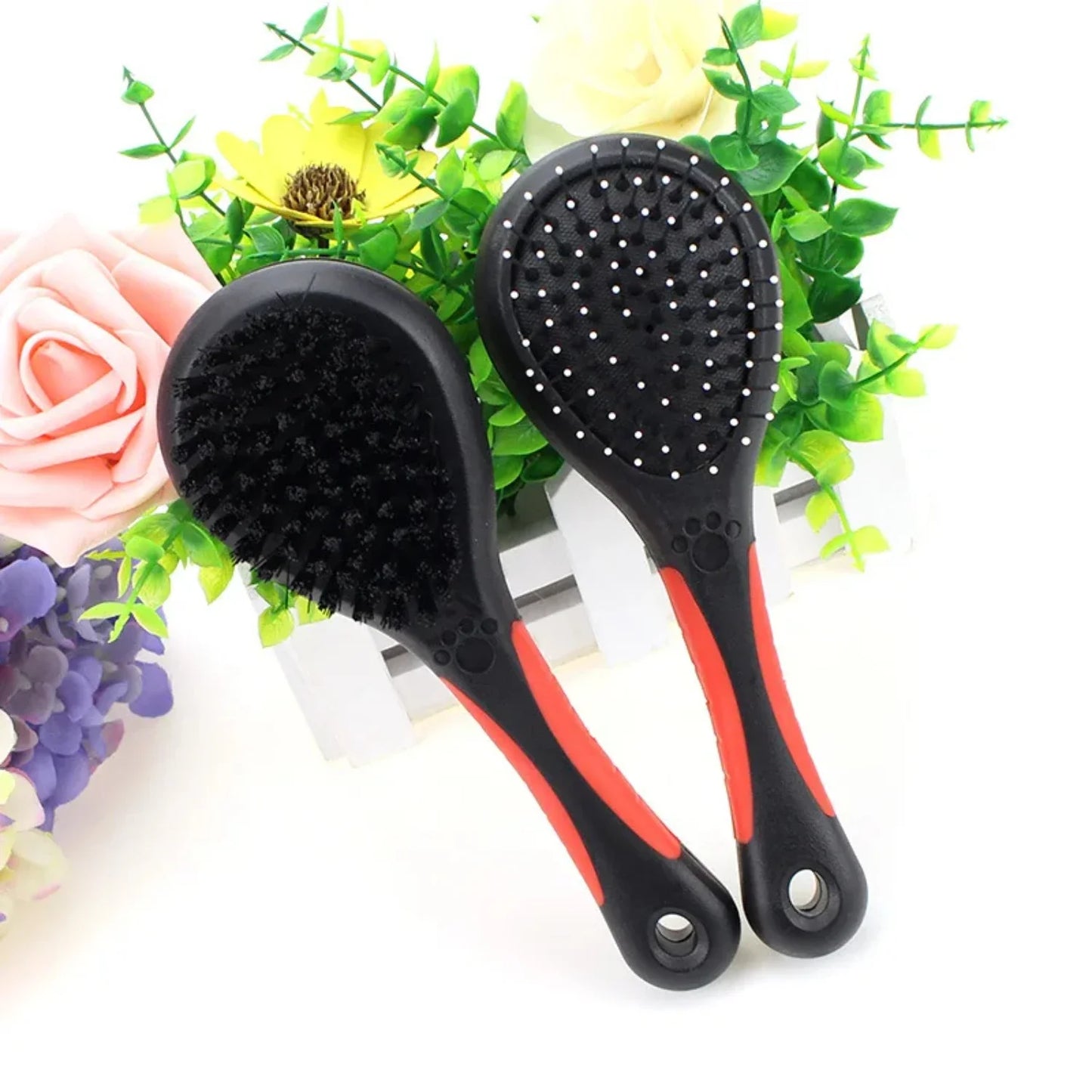 Hign-concerned Double Faced Pet Comb Ergonomic Polypropylene Handle Grooming Brush
