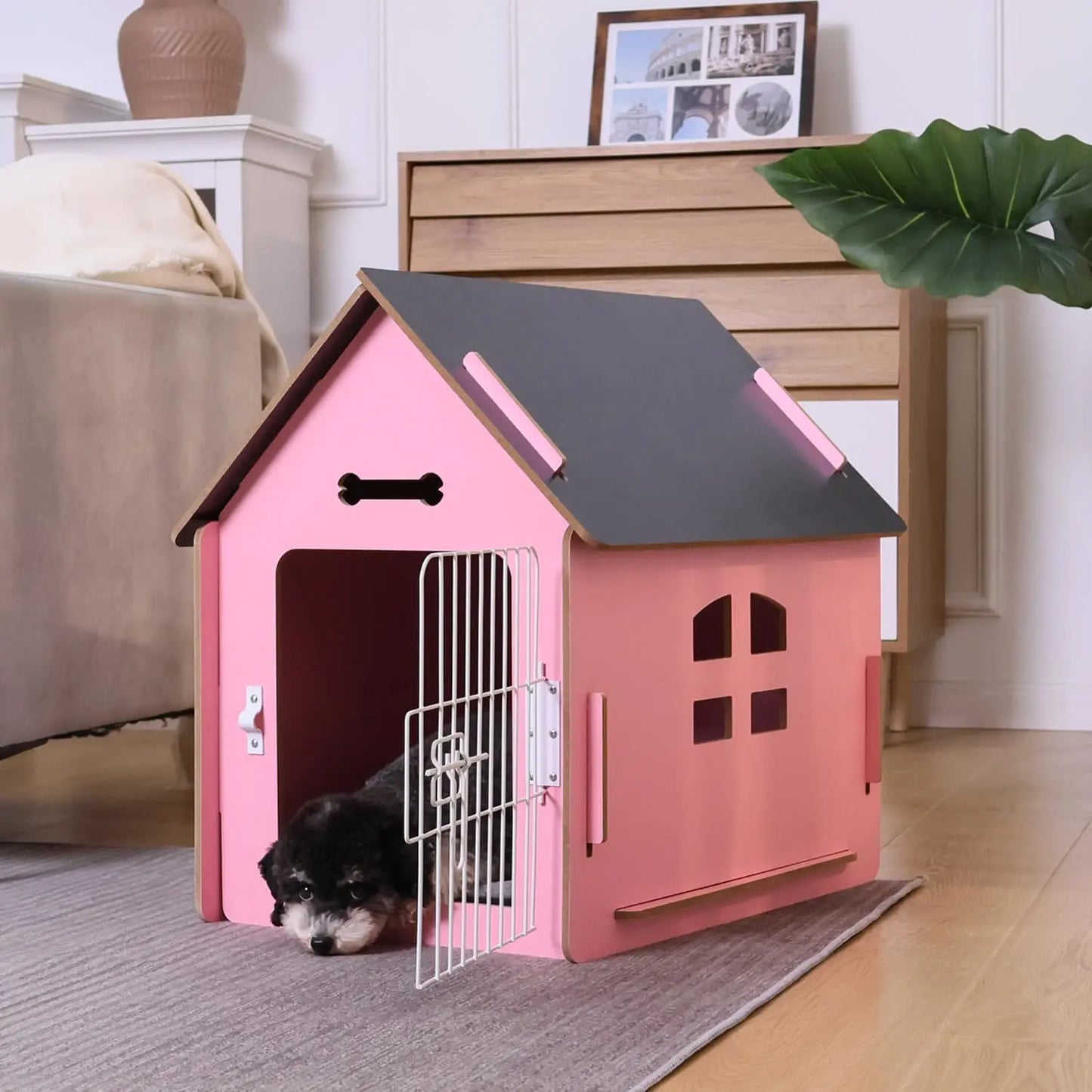 Cozy Indoor Wooden Dog House for Small Dogs and Cats