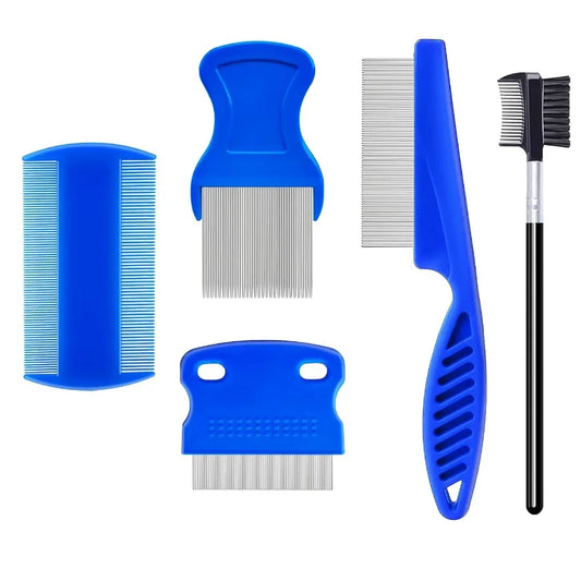 Hign-concerned 5 Pack Stainless Steel Flea and Lice Comb Set