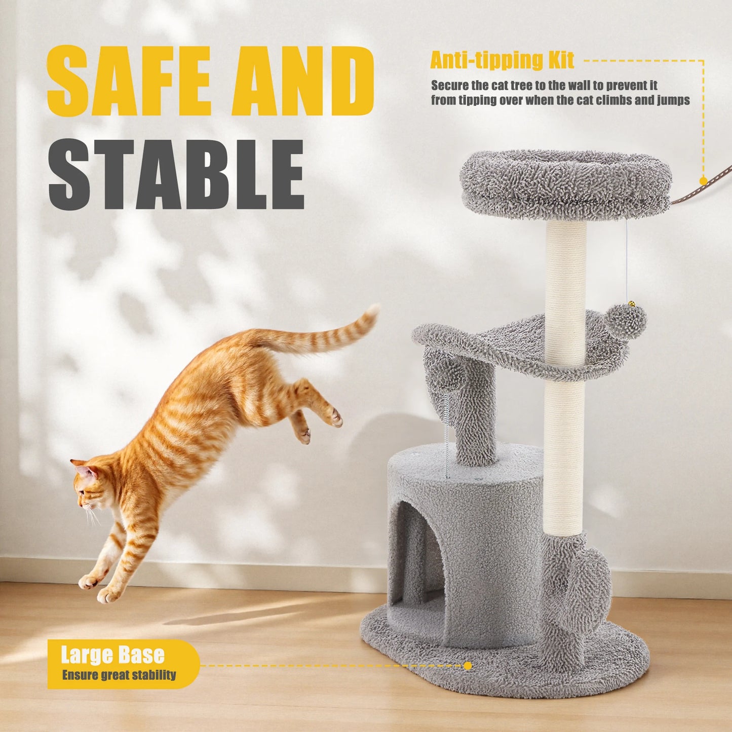 JHK Multi Level Cat Tree With Sisal Post For Indoor Cats