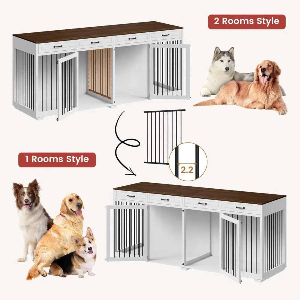 DAFIFY Indoor Luxury Wooden Dog Crate With Drawers