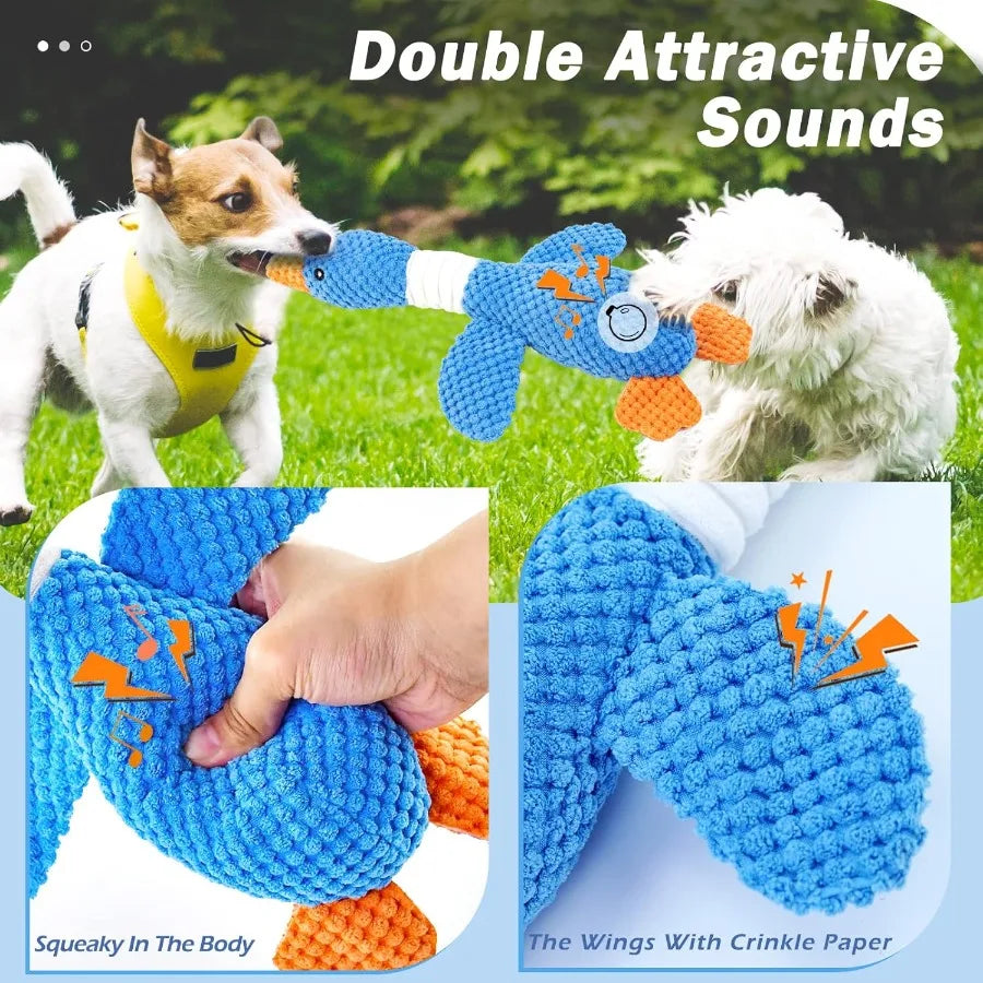 Hign-concerned Indestructible Goose Dog Toy For Aggressive Chewers Squeaky Plush