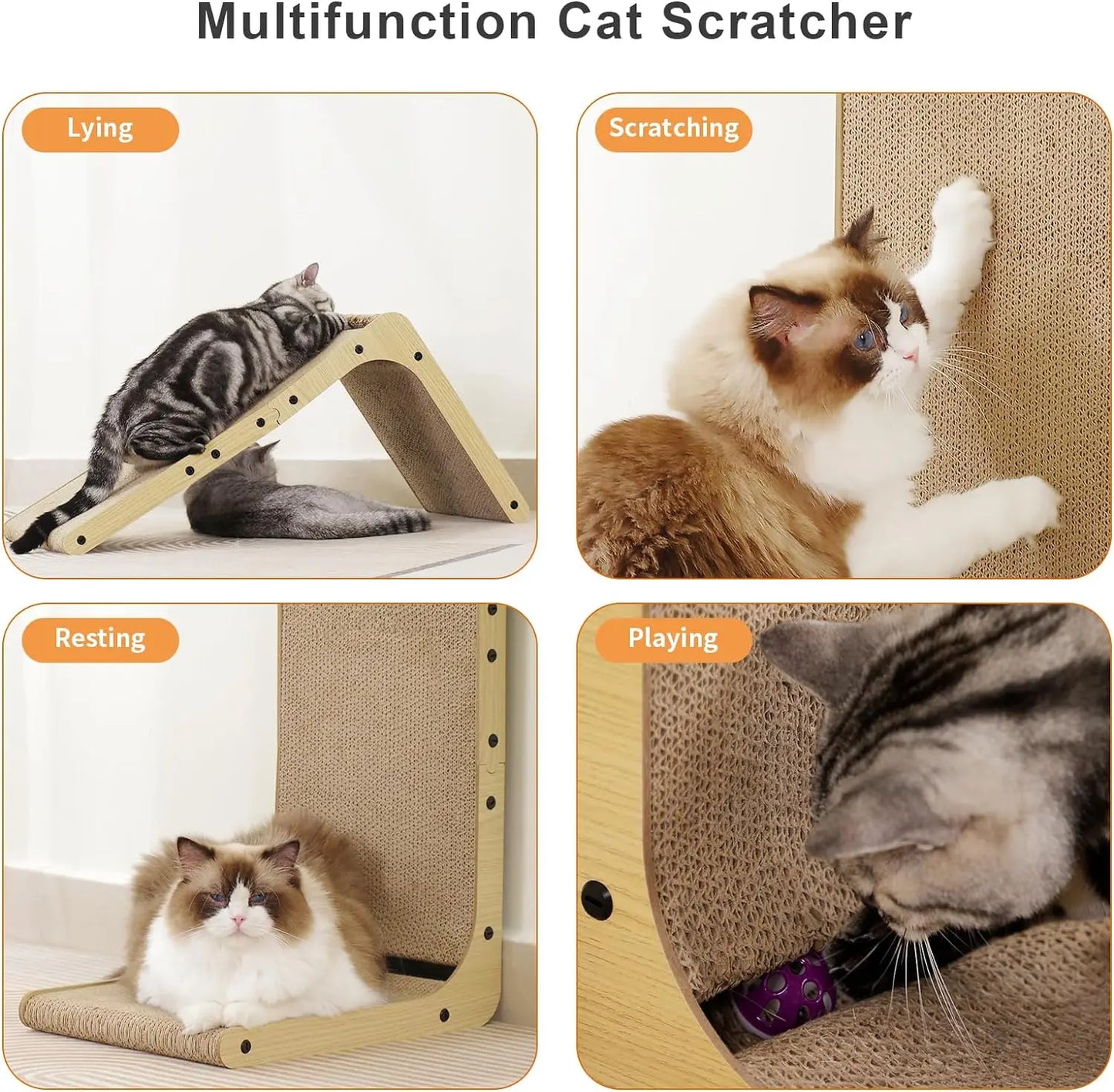 L Shape Wooden Cat Scratcher For Indoor Cats Home Use