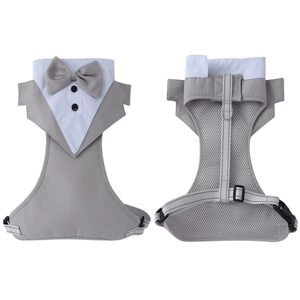 Dog Tuxedo Adjustable Harness No Pull With Bow Tie