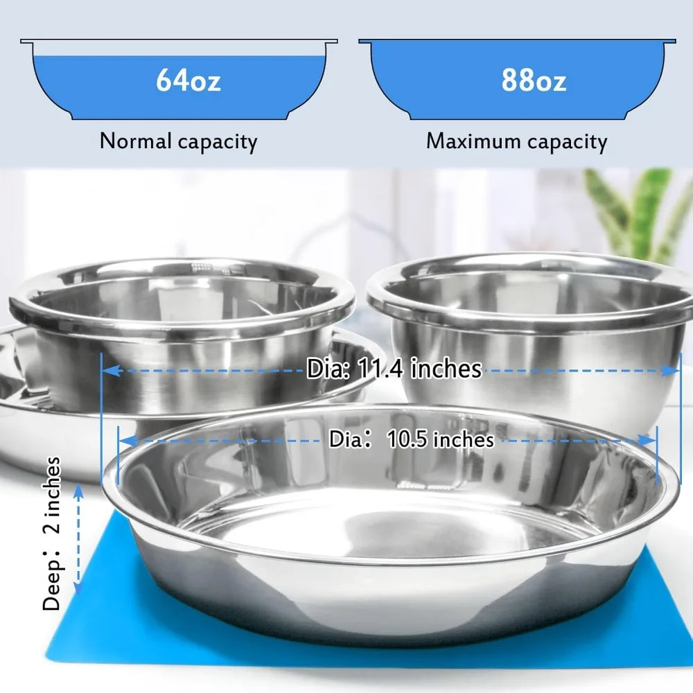 Hign-concerned Shallow Non Slip Food Grade Stainless Steel Bowls For Large Dogs