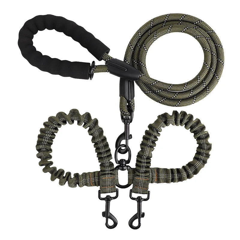 YTYINCN Pet Dog Double Leash Two Head Elastic Rope