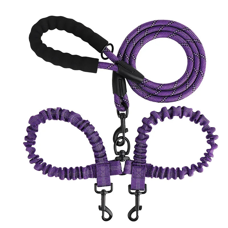 YTYINCN Pet Dog Double Leash Two Head Elastic Rope