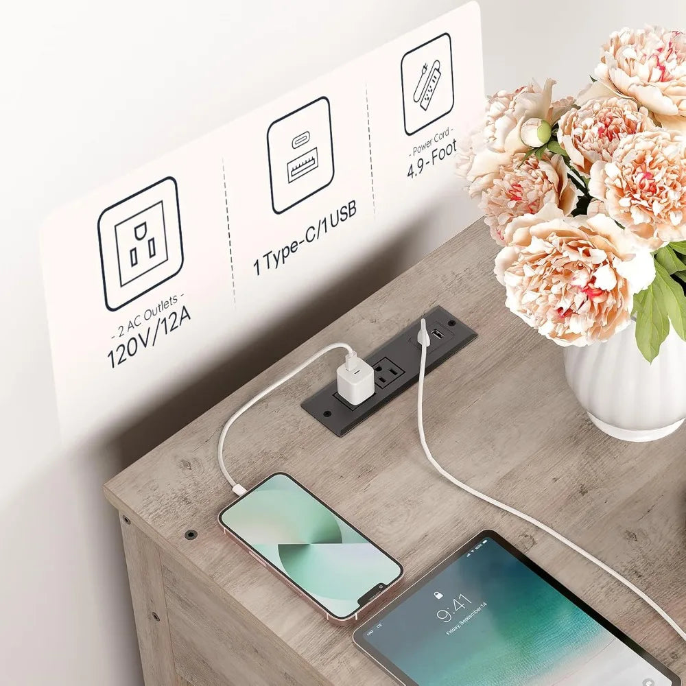 DAFIFY Dog Crate Furniture With Drawer And Charging Station