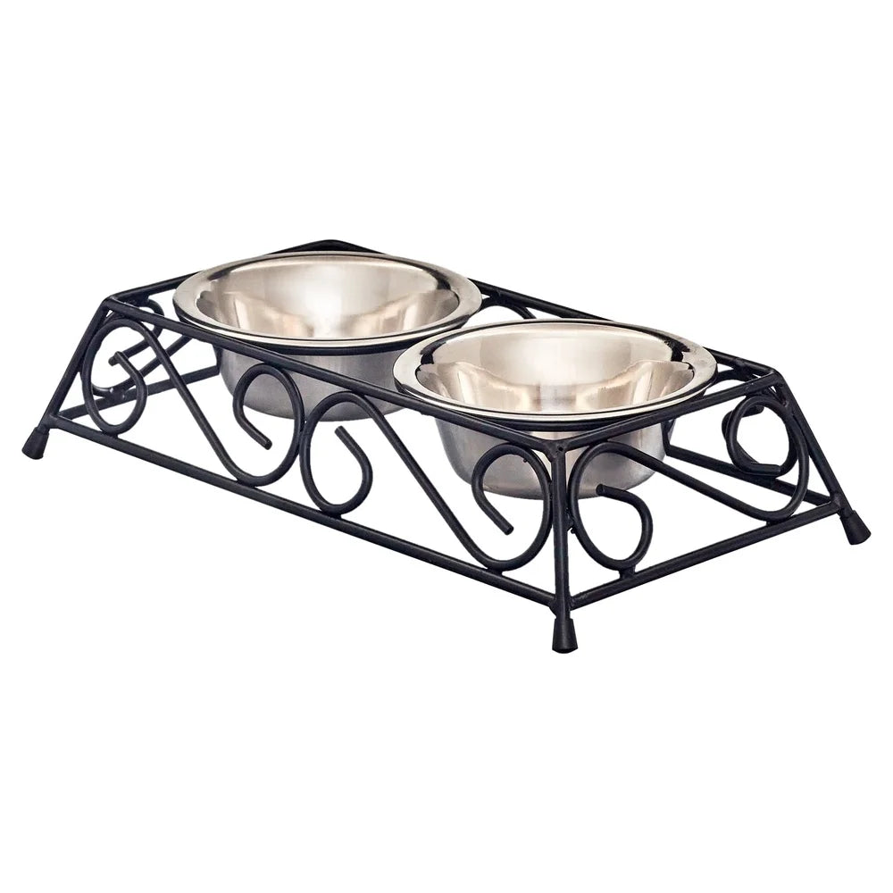 XMSJ Stainless Steel Elevated Pet Bowl Set With Double Diner