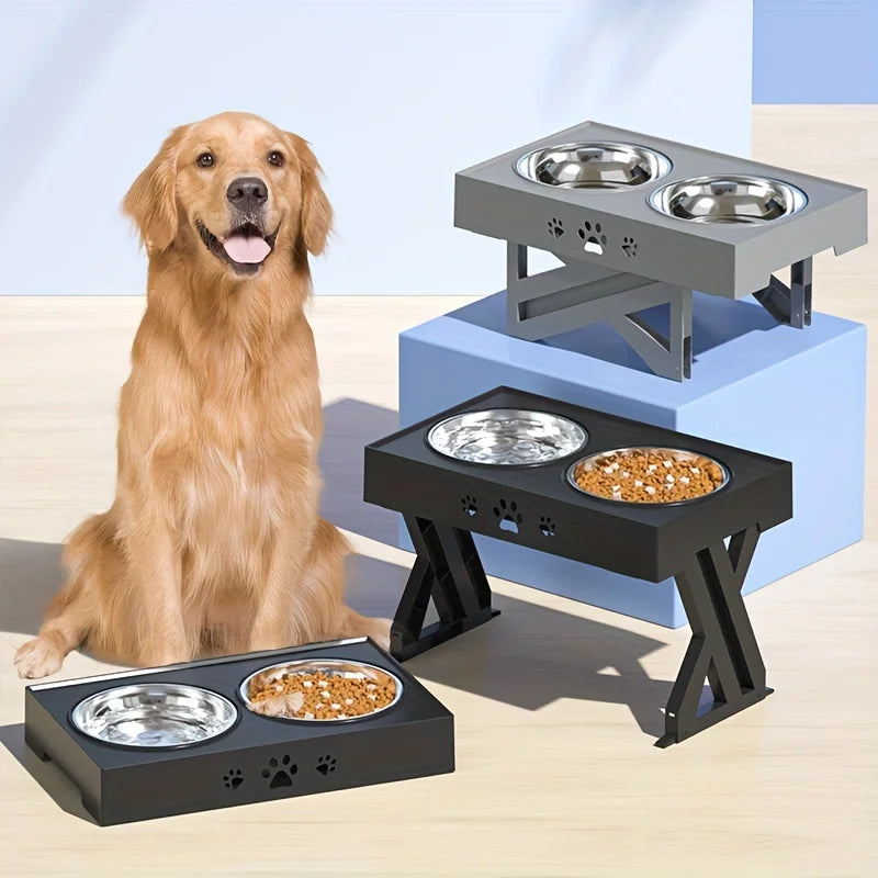 Hign-concerned Adjustable Lifting Dog Bowl Feeder Three Heights