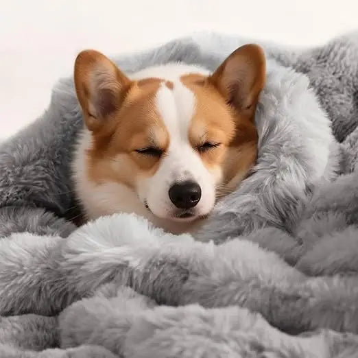 Ultra Soft Fuzzy Faux Fur Dog Cat Blanket Reversible Plush