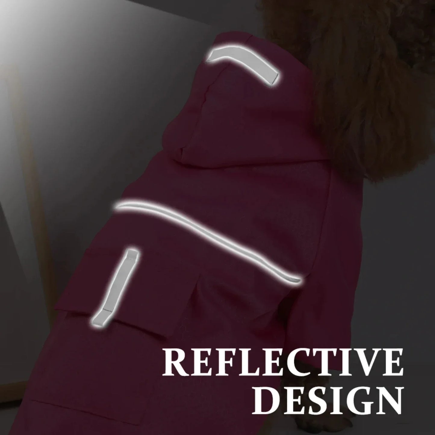 Mesh Breathable Dog Raincoat With Hood Reflective Durable Pocket Jacket