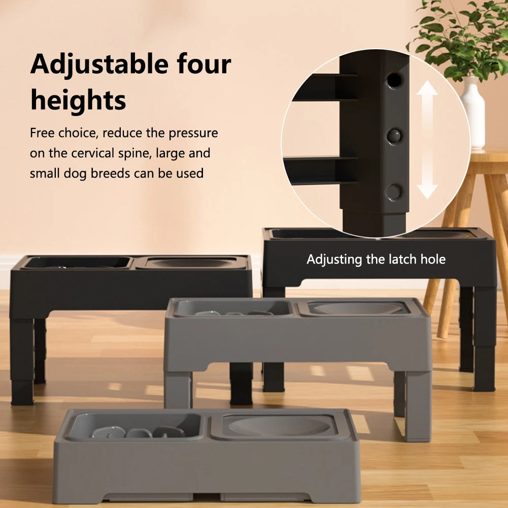 TWISTER.CK Elevated Dog Feeder With Adjustable Stand And Stainless Bowls