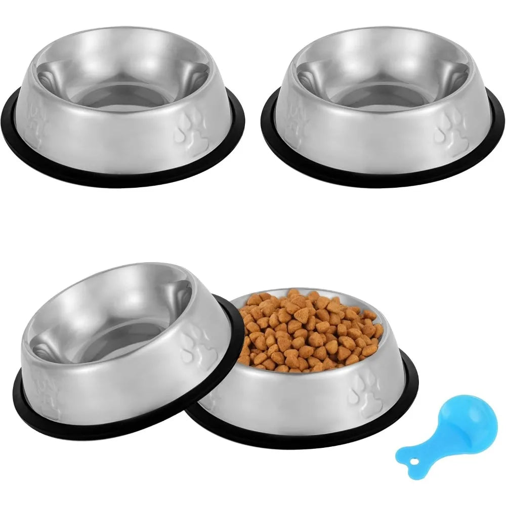 Hign-concerned Stainless Steel Cat and Dog Bowls 4 Pack NonSlip