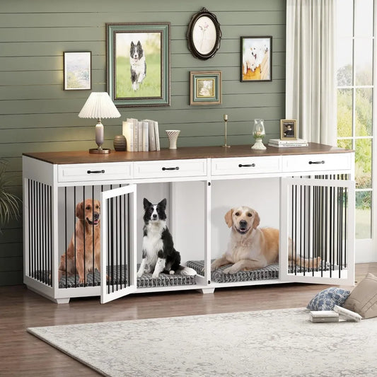 DAFIFY Indoor Luxury Wooden Dog Crate With Drawers