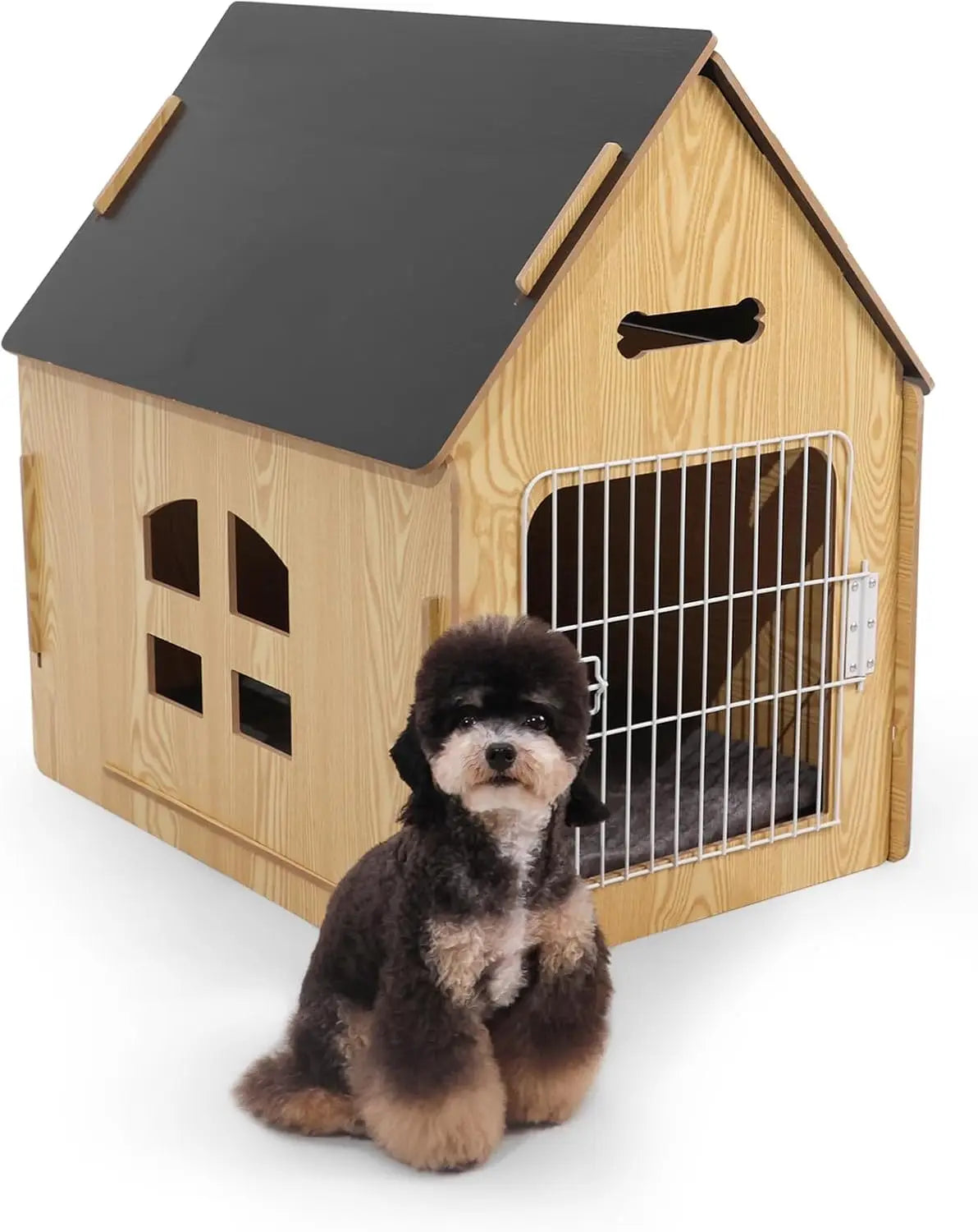 Cozy Indoor Wooden Dog House for Small Dogs and Cats