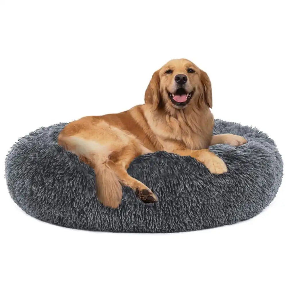 XMSJ Calming Donut Dog Bed Self Warming Plush Round Bed