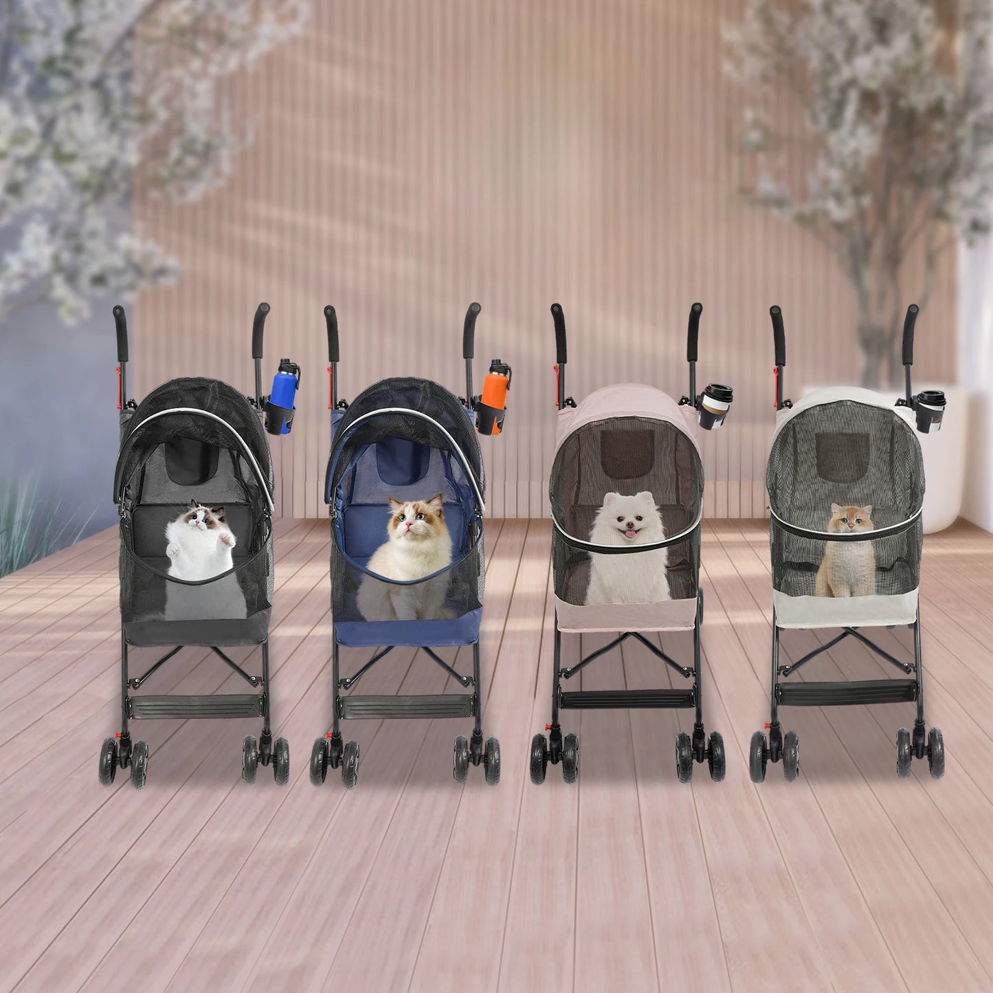 Oxford Cloth Pet Travel Stroller Foldable For Small Medium Pets