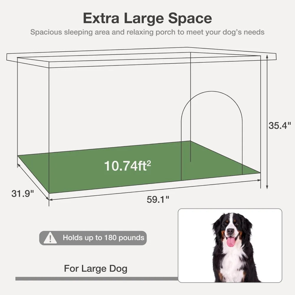 Insulated Outdoor Dog House With Waterproof Liner Kennel