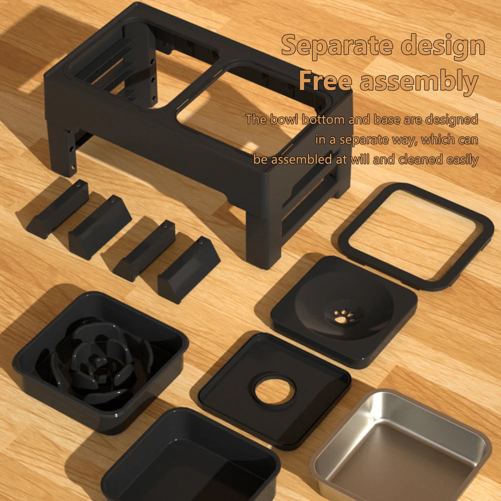 TWISTER.CK Elevated Dog Feeder With Adjustable Stand And Stainless Bowls