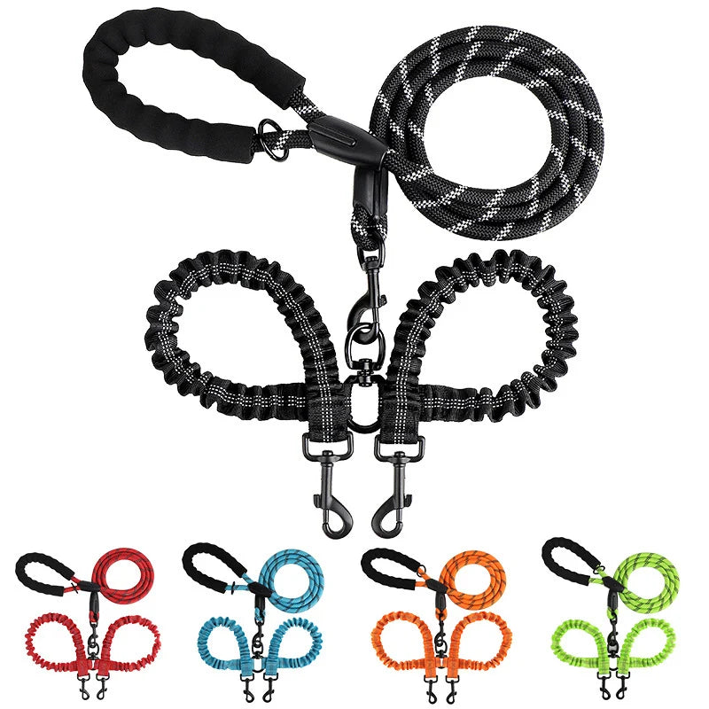YTYINCN Pet Dog Double Leash Two Head Elastic Rope