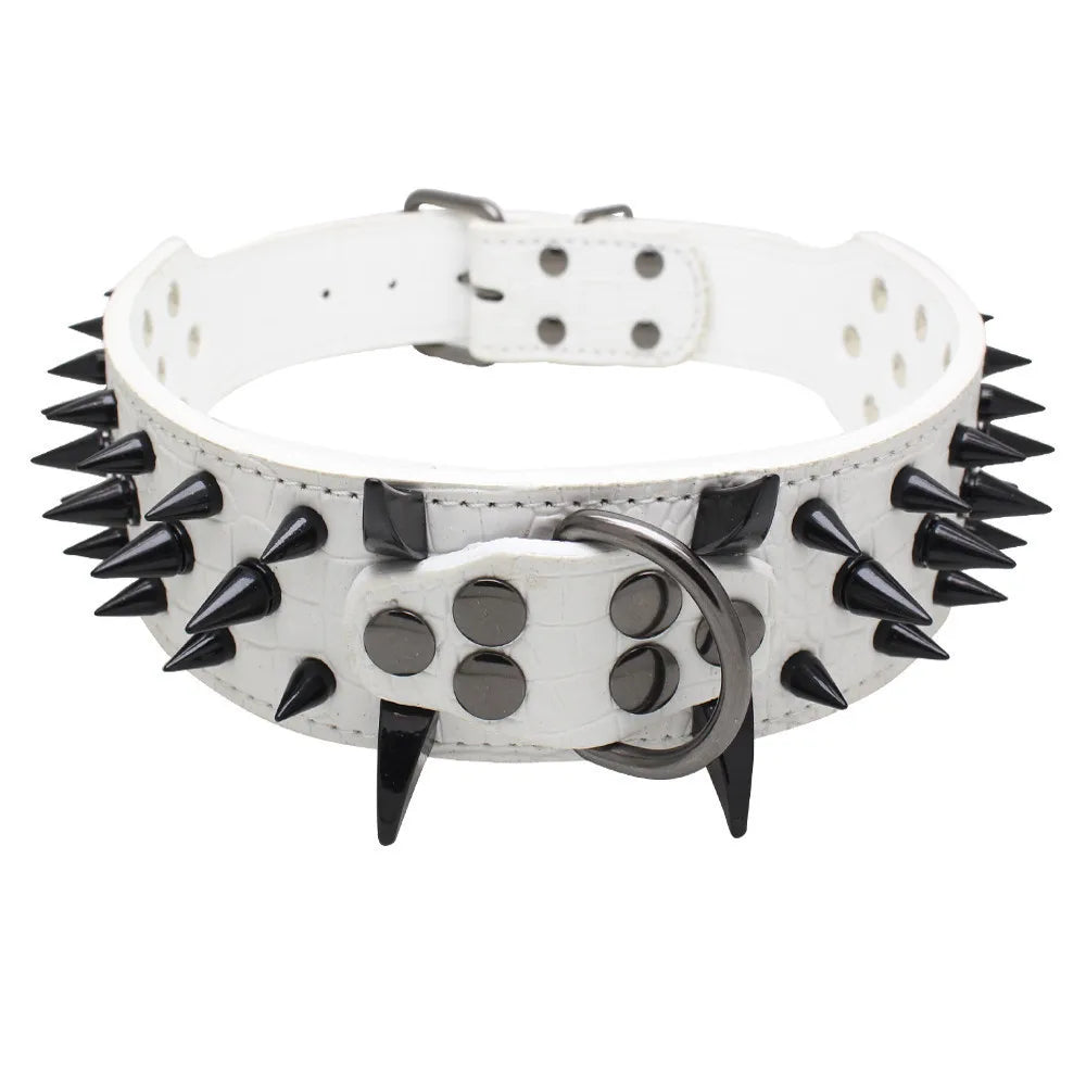 PU Leather Spiked Dog Collar Adjustable Anti Bite Pet Accessory