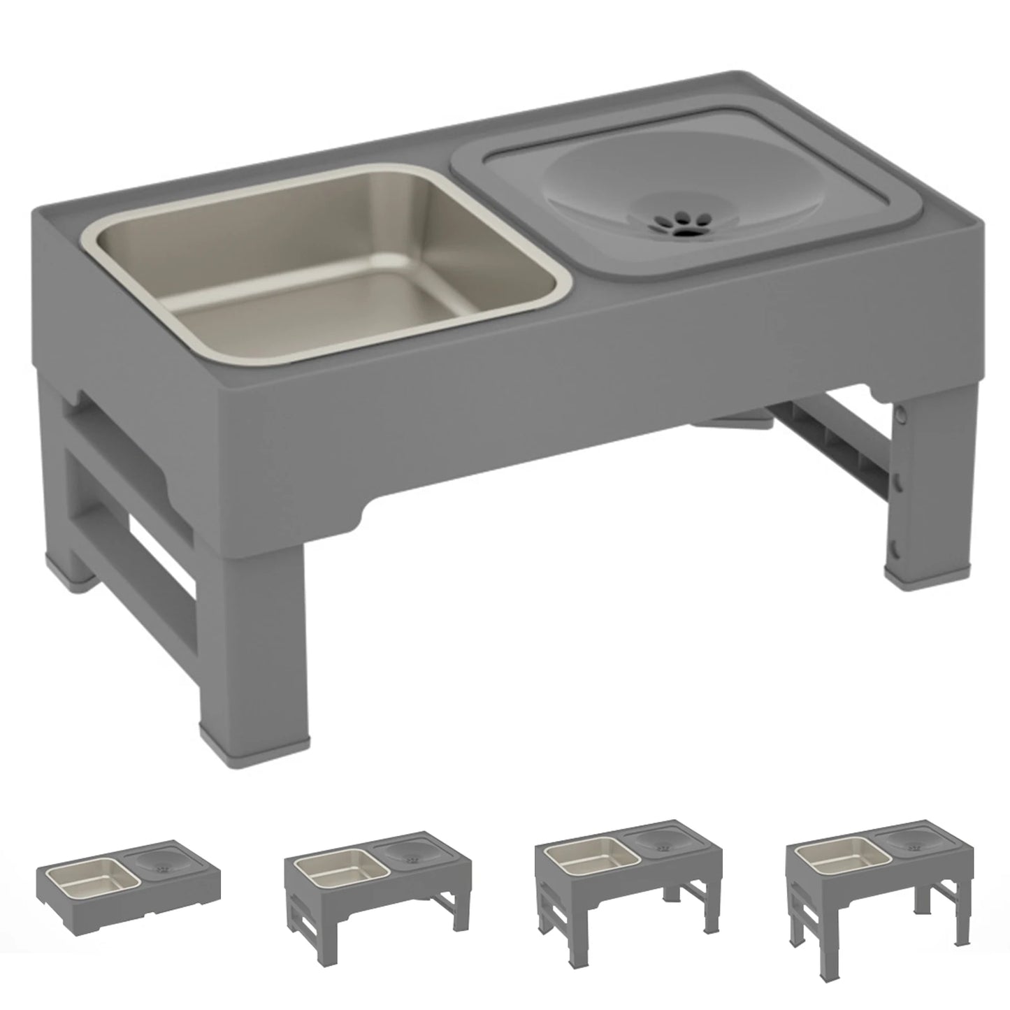 TWISTER.CK Elevated Dog Feeder With Adjustable Stand And Stainless Bowls