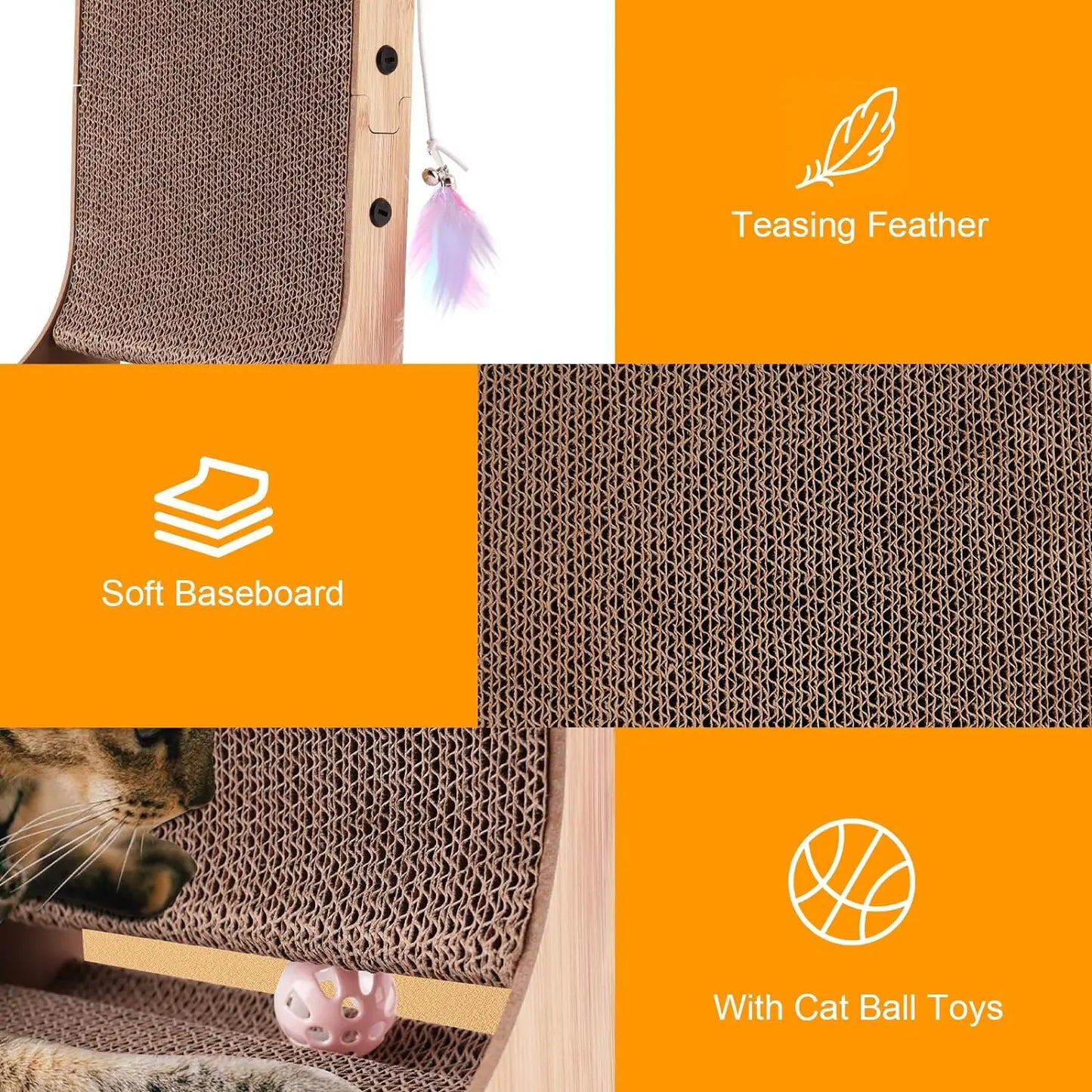 L Shape Wooden Cat Scratcher For Indoor Cats Home Use