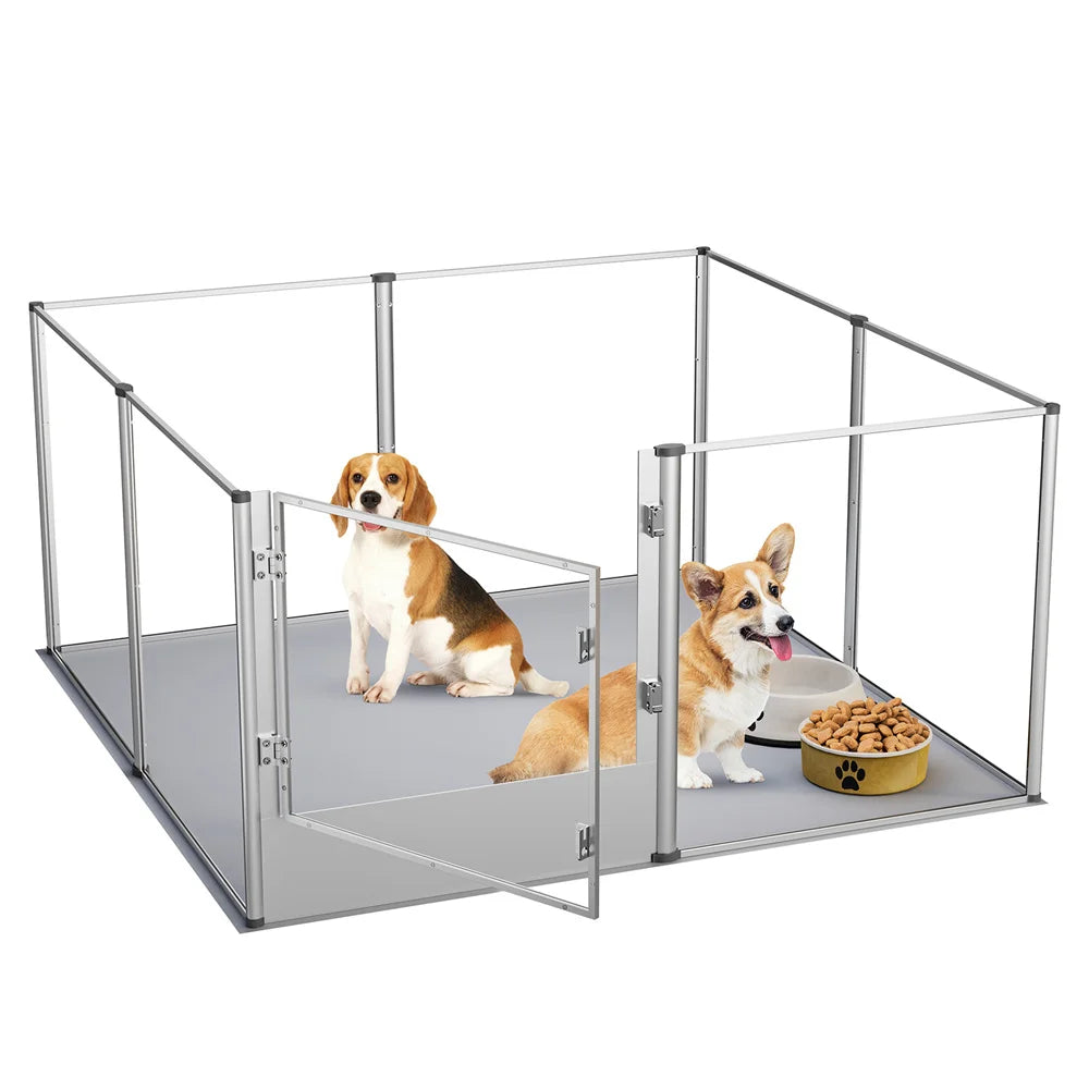 BORWARTH Acrylic Dog Playpen Enclosure With Waterproof Pad For Pets