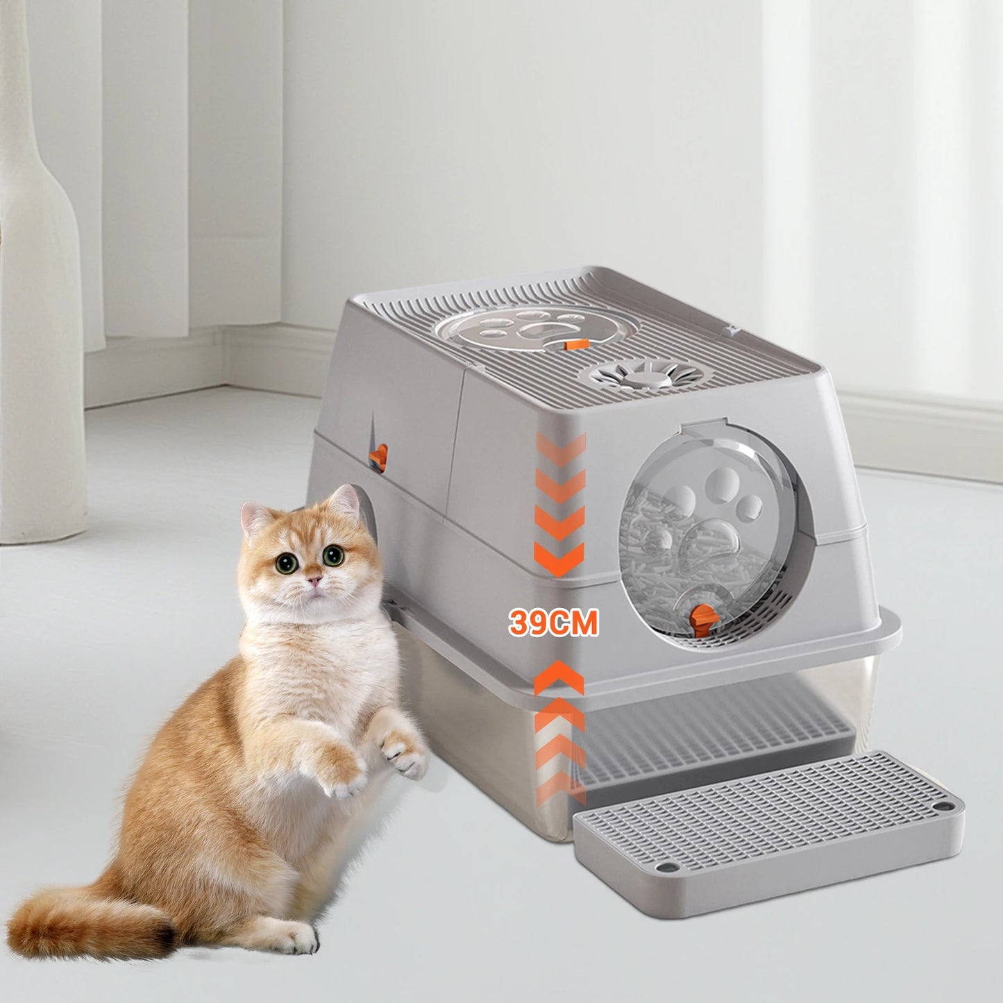 HiMISS Stainless Steel Litter Box With Lid And Scoop