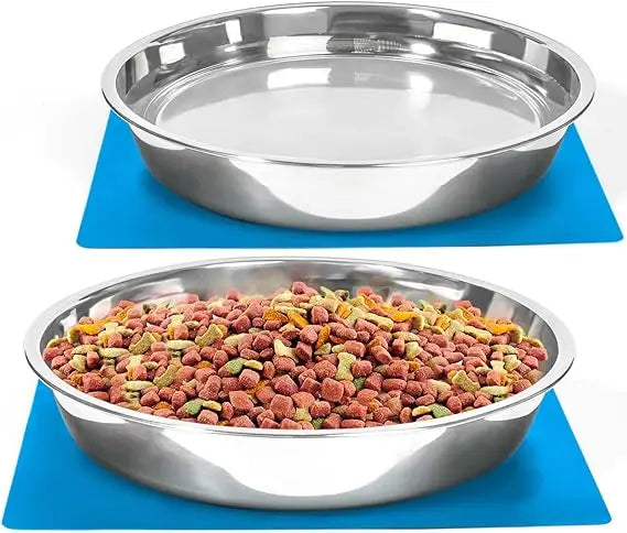 Hign-concerned Shallow Non Slip Food Grade Stainless Steel Bowls For Large Dogs