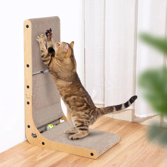 L Shape Wooden Cat Scratcher For Indoor Cats Home Use