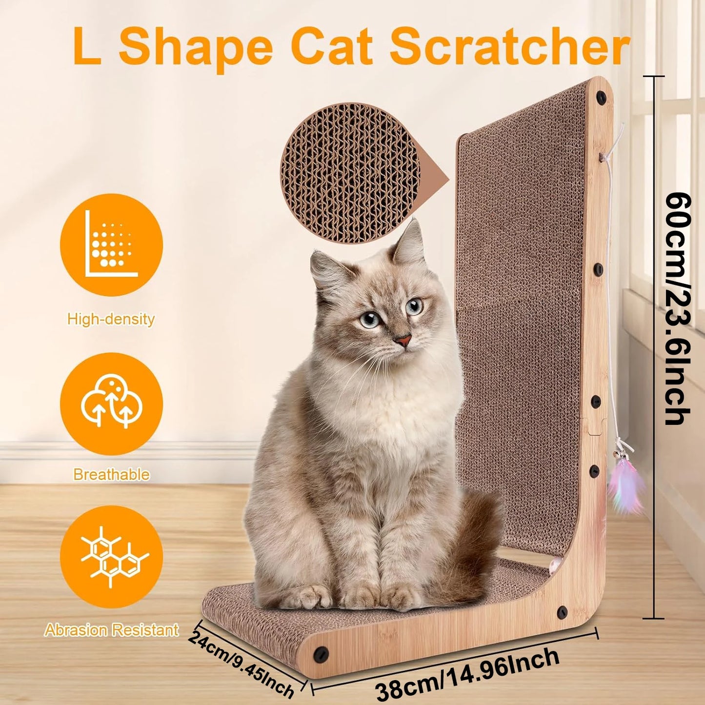 L Shape Wooden Cat Scratcher For Indoor Cats Home Use