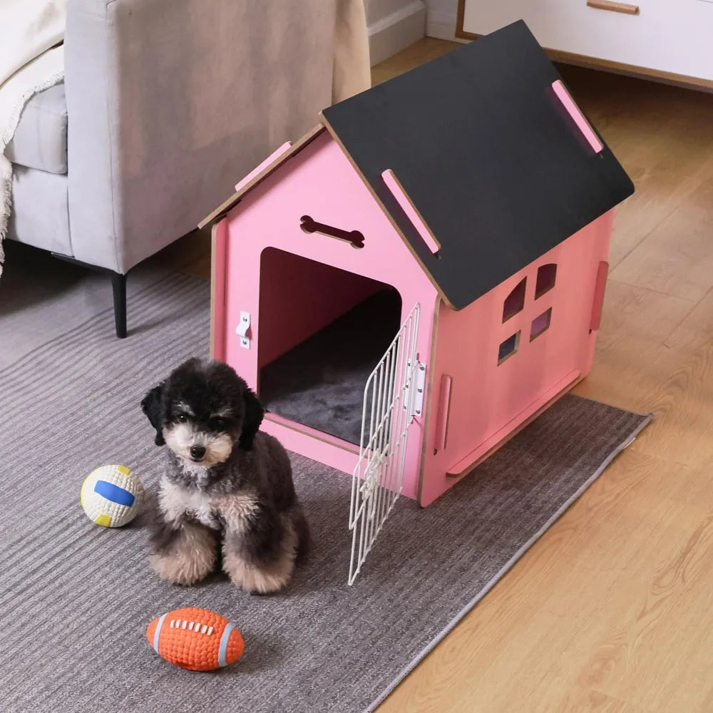 Cozy Indoor Wooden Dog House for Small Dogs and Cats