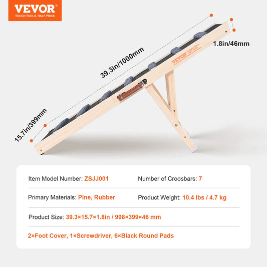 SucceBuy Foldable Dog Ramp Anti Slip Adjustable Wooden Ramp Sofa Car