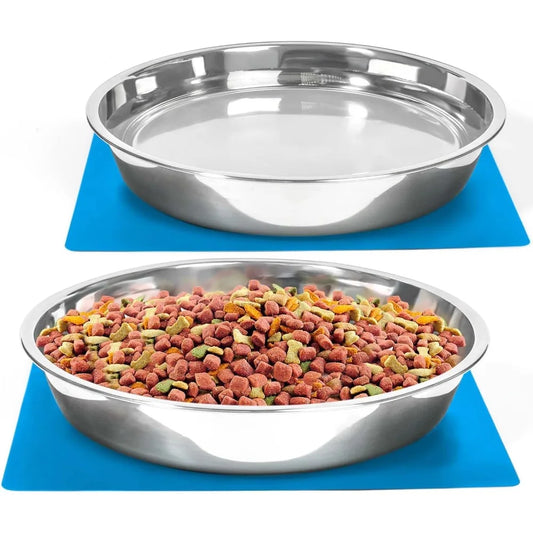 Hign-concerned Shallow Non Slip Food Grade Stainless Steel Bowls For Large Dogs