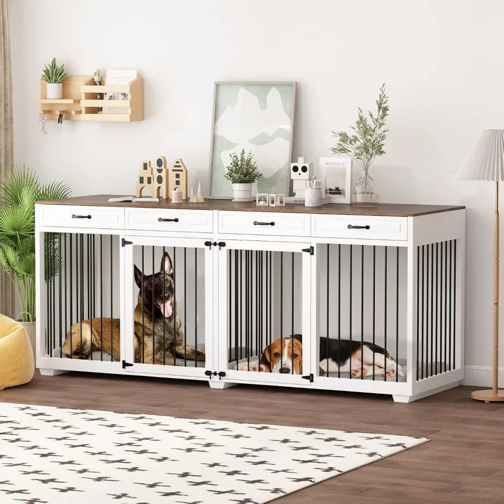 DAFIFY Indoor Luxury Wooden Dog Crate With Drawers