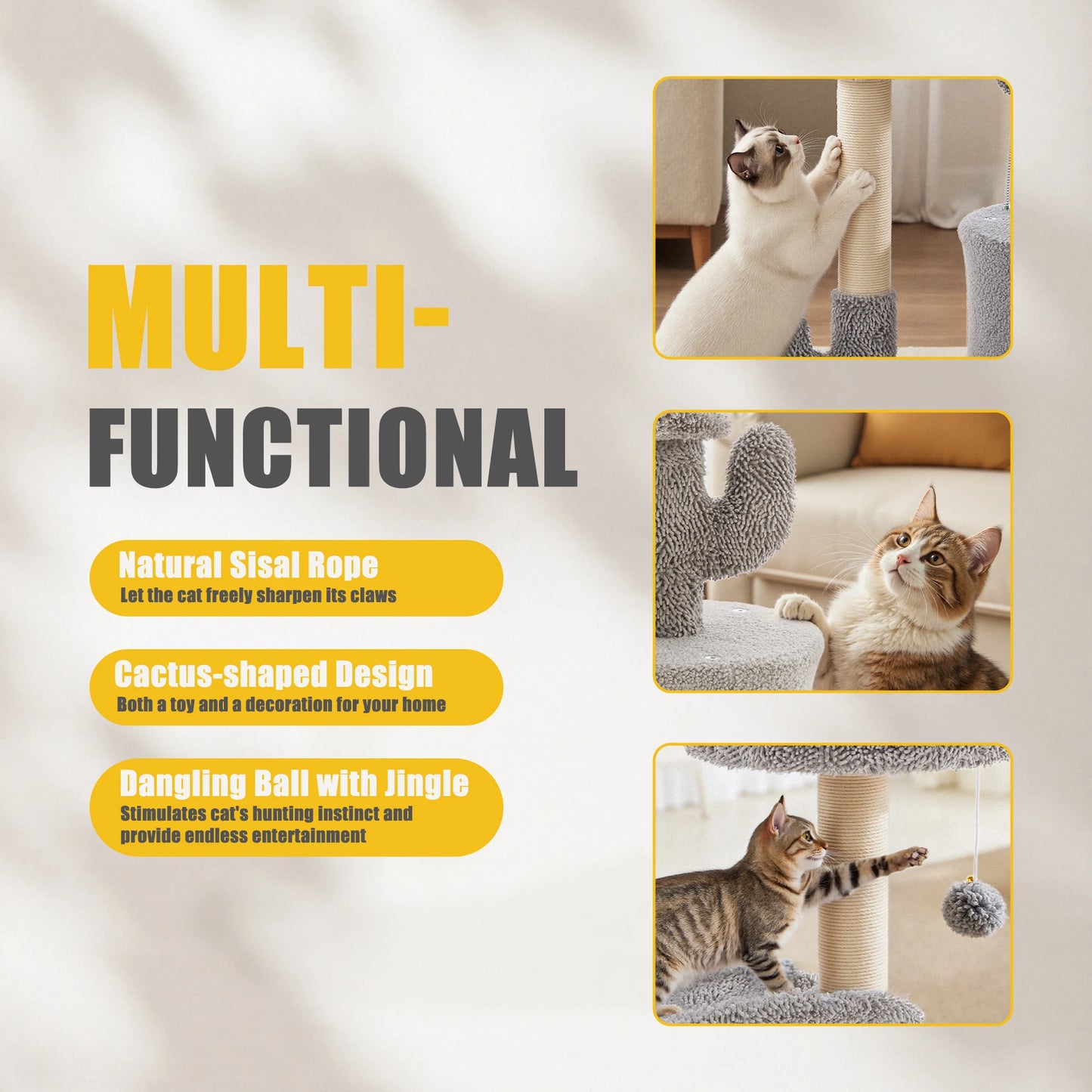 JHK Multi Level Cat Tree With Sisal Post For Indoor Cats