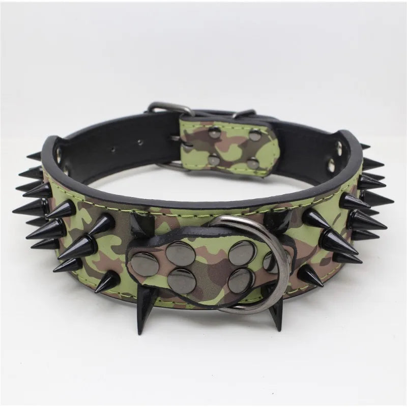 PU Leather Spiked Dog Collar Adjustable Anti Bite Pet Accessory