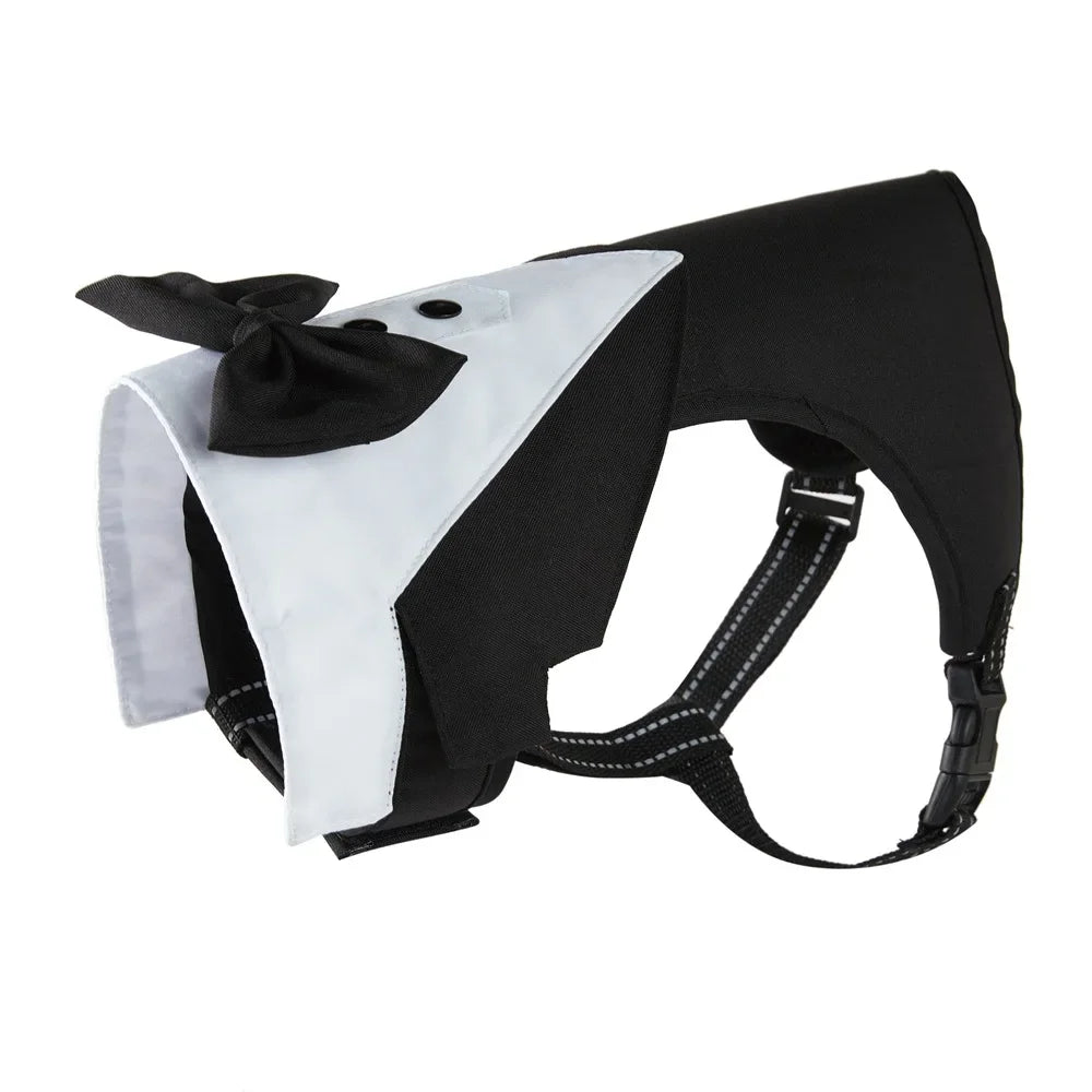 Dog Tuxedo Adjustable Harness No Pull With Bow Tie