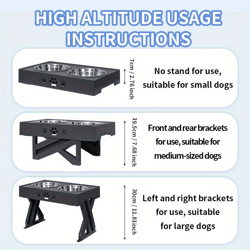 Hign-concerned Adjustable Lifting Dog Bowl Feeder Three Heights